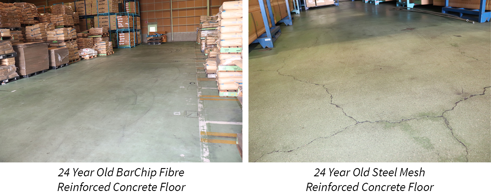 Long-term crack control performance of fibre reinforced concrete compared with steel mesh reinforcement