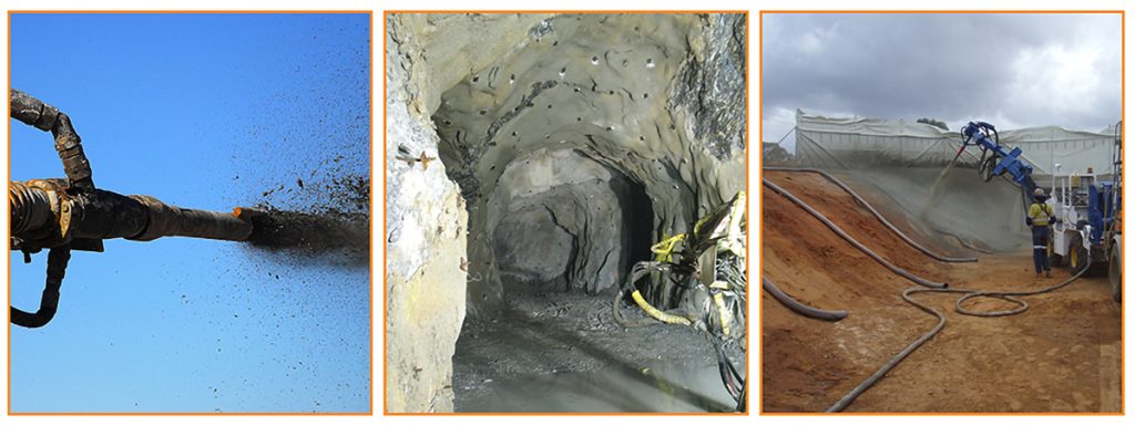 Images of fibre reinforced shotcrete.