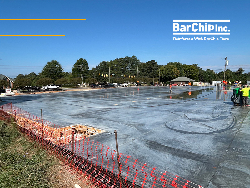 Fibre reinforced concrete flooring slab for storage facility.