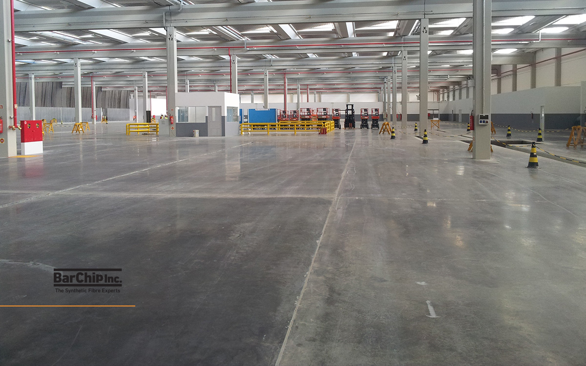 Finished fibre reinforced concrete floor at BMW Araquari manufacturing plant, Brazil