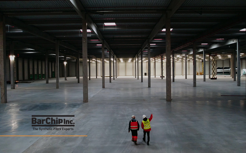 Completed HelloParks warehouse featuring a 42,000m² jointless concrete floor reinforced with BarChip MQ58 macro synthetic fibre