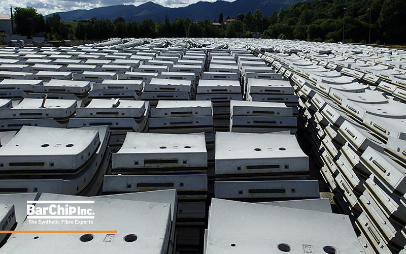 Precast segmental tunnel lining units ready for tunnel construction