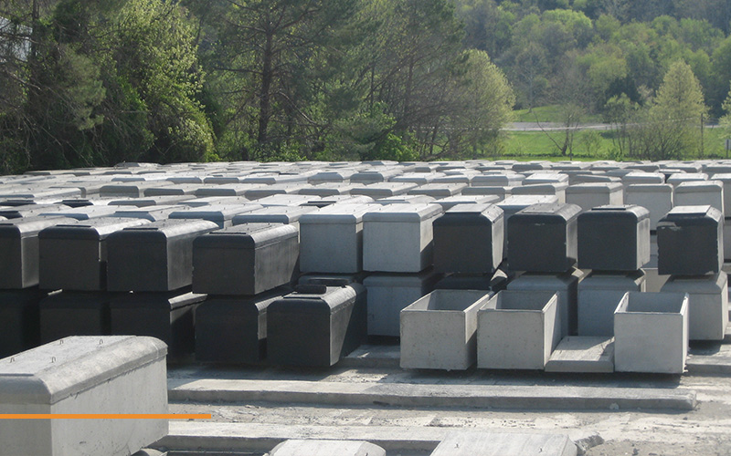 Precast concrete burial vaults manufactured using BarChip fibre reinforced concrete