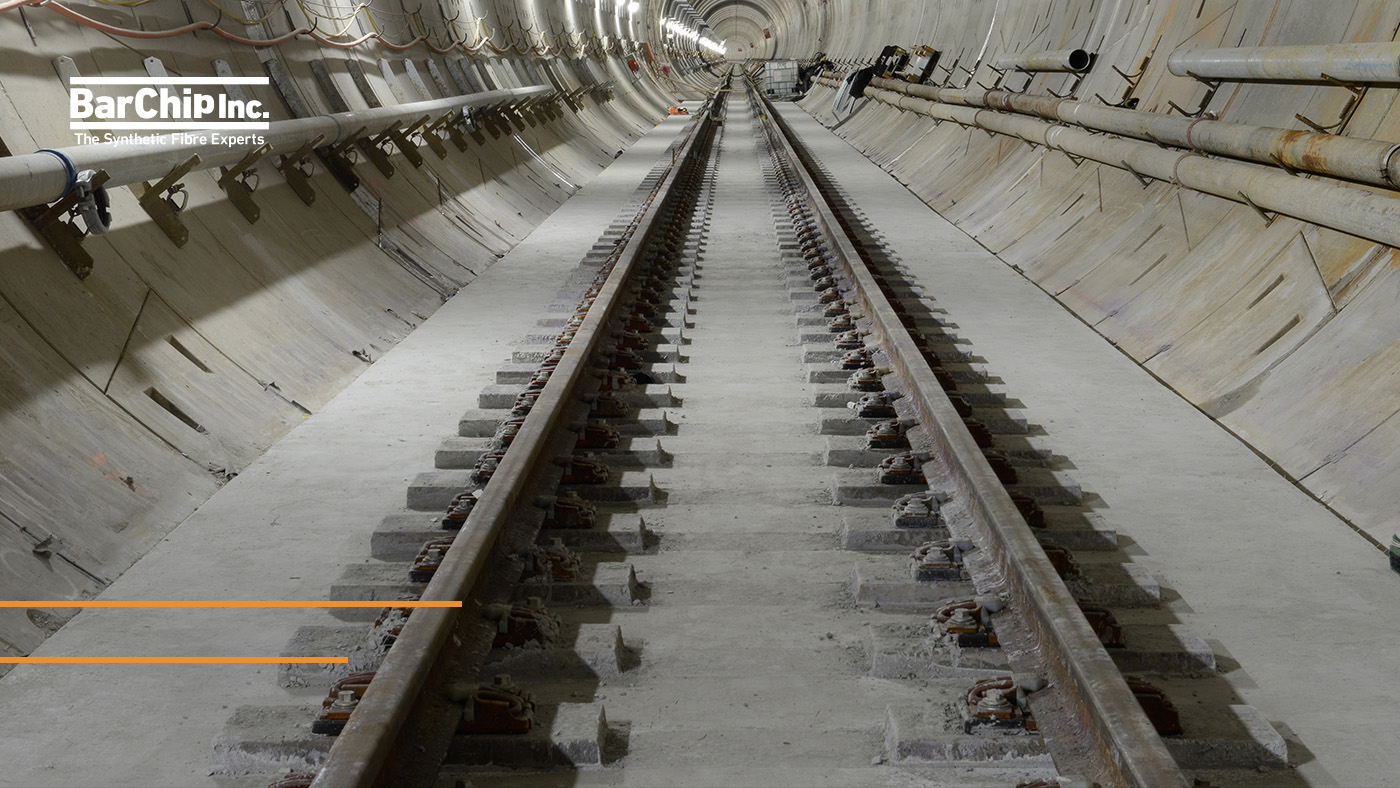 Completed Forrestfield-Airport Link tunnel concrete track slab using BarChip macro synthetic fibre reinforcement.