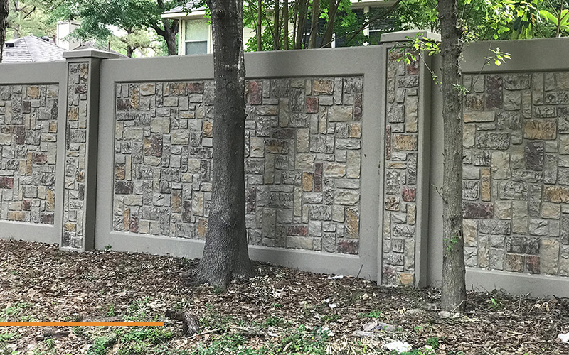 Architectural precast concrete wall panels with natural stone finish.