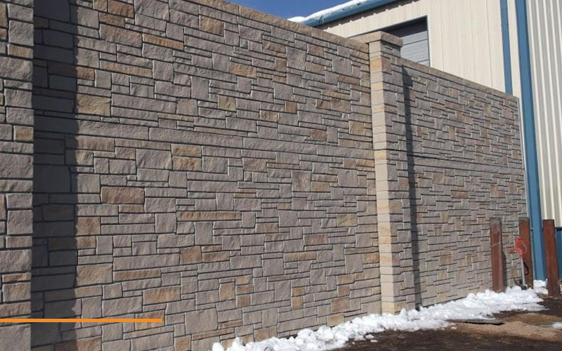 Decorative precast concrete wall system with architectural finish.