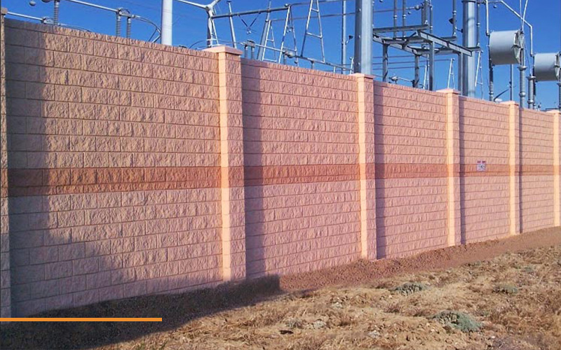 Precast concrete architectural sound barrier wall panels.
