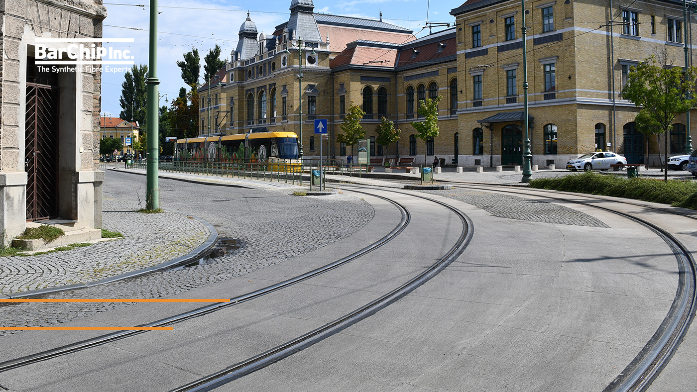 10-year old concrete tram line under inspection at Szeged Electrified Light Rail in Hungary. After more than a decade the track slab is performing to design requirements.