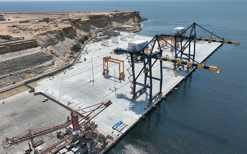 Namibe Port container terminal external pavement.